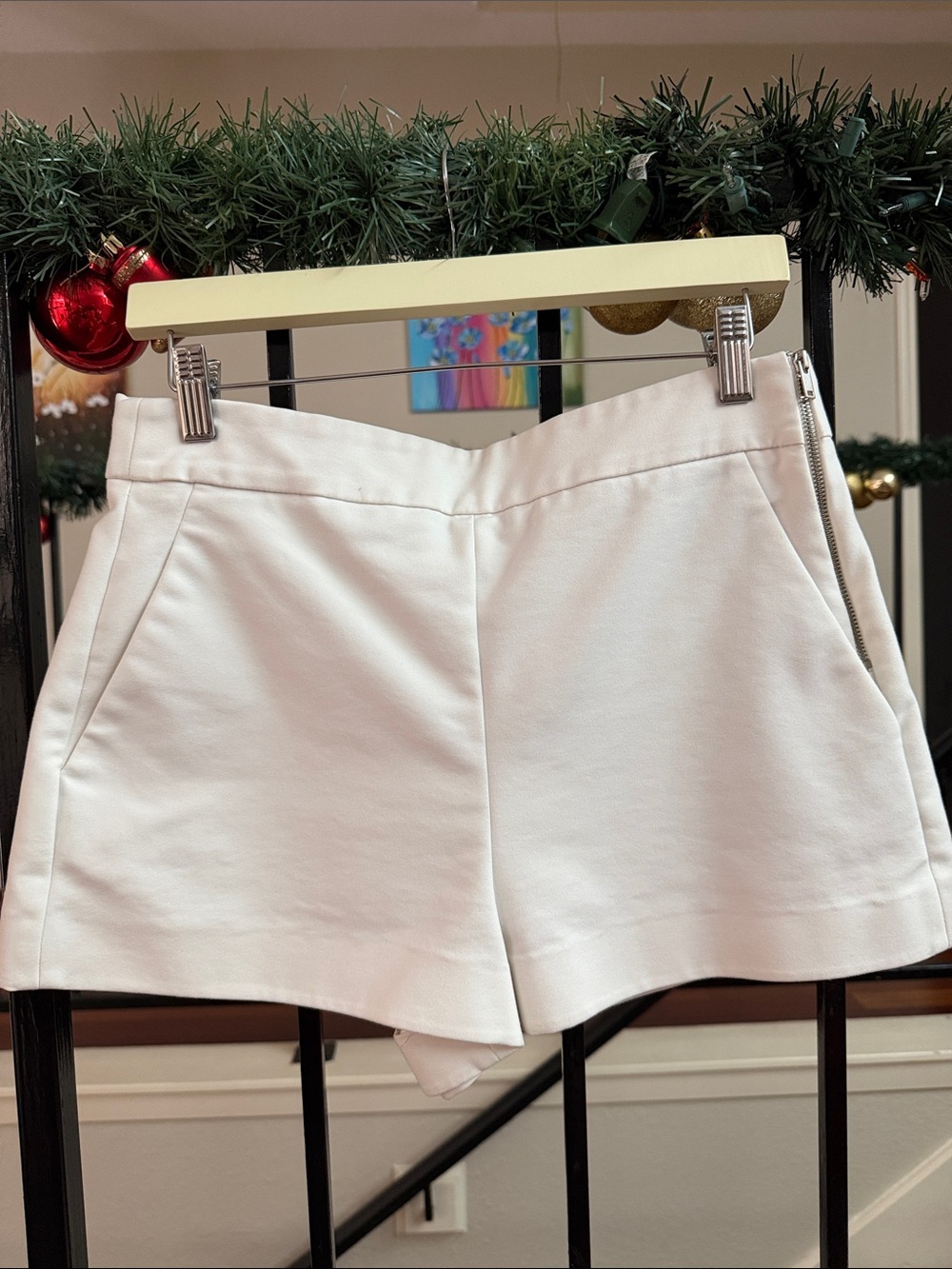 Zara White High-Waist Tailored Shorts
